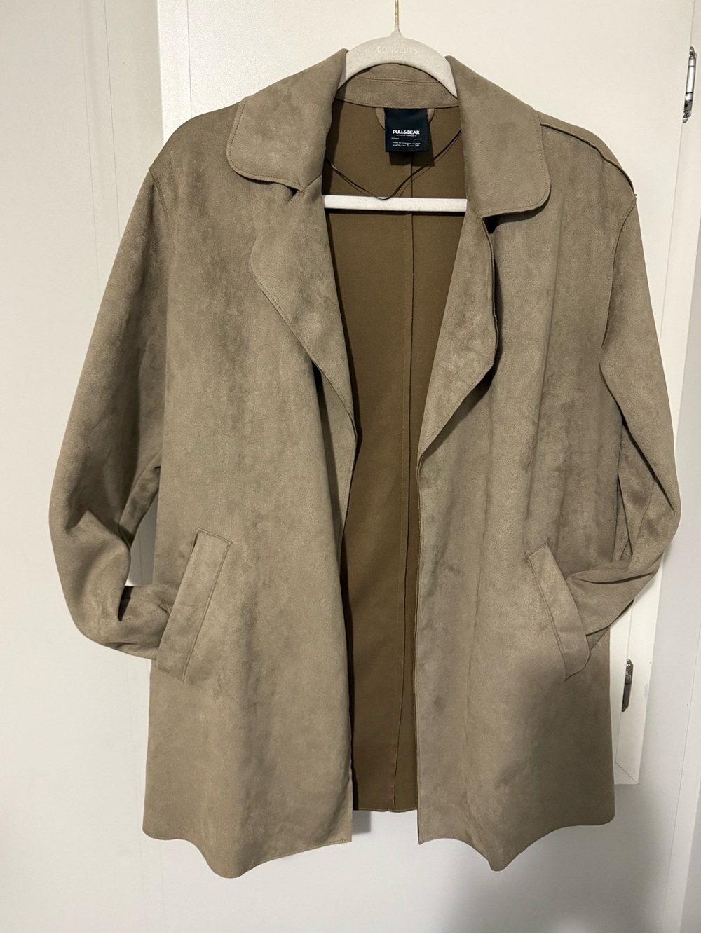 147. Pull&Bear Taupe Suede-Effect Trench Coat Taupe Clean Girl/Old Money